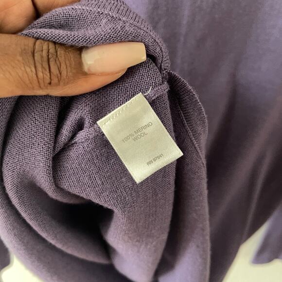 J. Jill Merino Wool Sweater Womens XS Purple Long Sleeve Minimalist Casual Basic - Picture 4 of 6